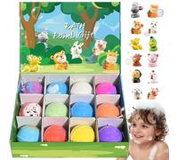 12pcs Bath Bomb with Toy Inside, 5cm Bath Bombs Gift for Kids, Bath Bombs for Kids with Toys Inside, Bath Bombs for Kids with Surprise Inside, Mild & Non-Toxic, Make Bathing Lively & Fun (B)