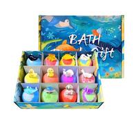 12Pcs Bath Bombs Set with Surprise Animal Toys Inside - 2 Inch Fizzy Bath Tablets, Child-Safe Colorful Bubble Bath Supplies for Children (2 Multicolor)