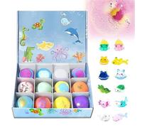 12PCS Bath Bombs with Toys Inside, Handmade Fizzy Bubble Bath Bombs, Gentle and Soothing, Exquisite and Cute for Cleansing The Skin(Ocean)