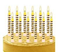 12pcs Bats Birthday Cake Candles, White Bats Candle with Black & White Strips Hero Theme Birthday Party Supplies Cake Decorations for Boys Girls