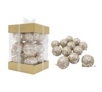 SHATCHI 12 x Christmas Tree Hanging Baubles Soft Foam Glittered Decorated Shatterproof Pendant Ornaments Xmas Tree Table Decorations
