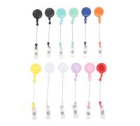 12PCS Beadable Retractable Badge Reel Clips Holder Colorful Customizable ID Name Badge Holder Reel Clip for Teachers Nurses Students Workers Volunteers Plastic Iron 12PCS