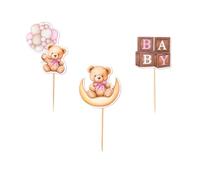 12Pcs Bear Shaped Cupcake Ornaments Paper Toppers for Anniversary Festivals Cheeseboard Flags