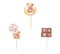12Pcs Bear Shaped Cupcake Ornaments Paper Toppers for Anniversary Festivals Dessert Flags