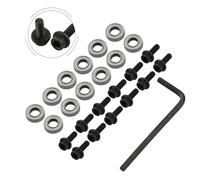 12pcs Bearing Accessory Kit with #5-40 x 1/4 Inch Screws for Chamfer Router Bit, Top Mounted Metal Bearings 3/16" ID 3/8" OD, Silver Black