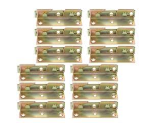 12pcs Bed Frame Hinge Buckle Brackets, Cold Rolled Steel | Vintage Golden Finish, for Headboards and Footboards, DIY Projects, Dorm Rooms, Multipack Hardware Set