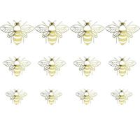 12Pcs Bee Wall Decals Honey Bee Wall Stickers Gold Honey Bee Decals,Removable DIY Bee Decoration Decals,Honeycomb Wall Decals for Bedroom Living Room Nursery Playroom Decorations,Wall Decorations