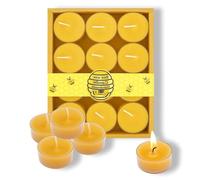 12Pcs Beeswax Candles,Beeswax Tealight Candles,Candle Wax, Delicate Yellow Candles Set in Decorative Box, Wax Candles for Home Relaxation and Air Purification
