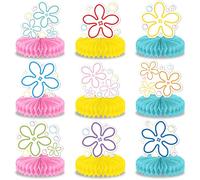 12Pcs Bikini Flower Bubble Honeycomb Centerpieces Ocean Birthday Party Decorations Yellow Cartoon Honeycomb Centerpiece Table Toppers Decor for Cartoon Theme Party Under the Sea Birthday Baby Shower