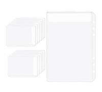 12pcs Binder Pockets A5 6 Holes Binder Pouch No Zipper Loose Leaf Bag PVC Document Filing Bags Translucent Budgeting Envelopes Wallet Binder Cash Planner Insert Pouches Organizer (A5 1 Pocket)