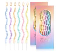12Pcs Birthday Cake Candles, 12cm Rainbow Birthday Candles with Holder