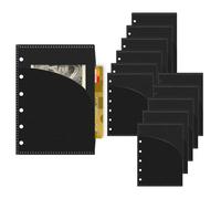 12pcs Black A7 Cash Envelopes Binder Dividers with Pockets Inserts Zipless No Tab Loose Leaf Bags for Budget 6 Ring Binder Bill Money Organizer Planner (12 A7 Black)