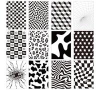 12pcs Black and White Paper Inserts, Decorative Ereader Paper Inserts Card Cardstock Compatible with Kindle 11/12 Generation Accessories Supplies for Clear Protective Case Reading Decoration