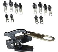 12Pcs Black Fix Zip Puller -3 Sizes Zip Slider Repair Instant Kit -Instant Kit Fix Black Zipper Rescue -Zipper Set for Jacket,Luggage,Backpacks Travel Practical Accessories Replacement