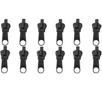 12Pcs Black Fix Zip Puller,Zip Slider Repair Instant Kit,Instant Zipper Set,Fix Zipper Removable Rescue Replacement Pack,Instant Zipper Set for Coats Jacket,Luggage,Backpacks Zippers Fasteners