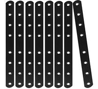 12Pcs Black Mending Plate, 10” Flat Straight Braces Heavy Duty Metal Straight Bracket, Cast Iron Mending Joining Repair Plates Fixing Bracket Connector for Repairing Wooden Furniture, 250MMx20MMx3MM
