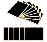 12PCS Black Mini Chalkboard with Hanging String, Wooden Double Sided Hanging Chalkboard Signs, Rectangle Hanging Chalk Board Label, Erasable Message Board Blackboard Tags for Room Office Home