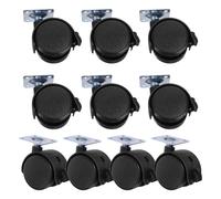 12pcs Black Nylon Iron Swivel Chair Casters, 39mm Replacement Wheels | Floor-friendly Rolling, 21mm Hole Spacing, Predrilled Holes, for Home Office and Storage Shelves