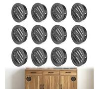 12Pcs Black Plastic Round Soffit Vents, 50mm/2in Circular Air Vent Grille Covers, Ventilation Grilles for Bathroom, Kitchen Cabinets, Wardrobes & Home Office