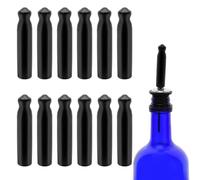 12Pcs Black Rubber Pourer Cap Liquor Bottle Pourer Cover Dispenser Spout Dust Covers Liquor Bottle Covers Spout Cap for Bars Wine Clubs Cafes Kitchen (Not Include the Spout) (12, 2.04inch)