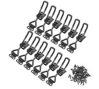 12Pcs Black Toggle Latch Clamp Adjustable, Heavy Duty Toggle Catch Latch Clamp, 4001Style Toggle Latch for Door, Cabinet Box Case Trunk, Smoker Lid, Quick Release Pull Latch Tools