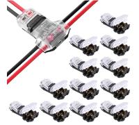 12Pcs Black/Transparent 2 Pin T-connector Pin Terminal Wire Connectors, 20-22 AWG, Copper, Plastic, -30°C ~ +85°C