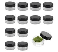 12PCS Black Travel Toiletries Jars - 10Gram/10Ml Sample Pots with Lids - Mini Round Cosmetic Containers for Makeup