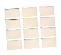12Pcs Blank Canvas Zipper Makeup Bag Set for DIY Crafts Travel and School Versatile Cosmetic Pouches in White for Creative Personalization