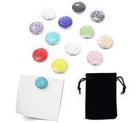 12pcs Bling Refrigerator Magnets, Colorful Cute Decorative Crystal Round Magnets, Strong Fridge Magnets for Office Cabinet Kitchen Whiteboard Photos.