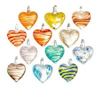 12Pcs Blown Glass Heart Ornaments 1.4'' Multi-colored Heart Baubles Hanging | Glass Ornaments for Christmas Tree Valentine’s Day Anniversary Mother's Day Wedding Party Decoration Gift For Women