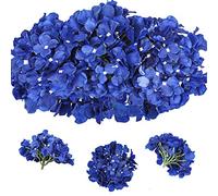 12Pcs Blue Artificial Hydrangea Realistic Fake Silk Flower Heads with Stems | 6.5in Fluffy Hydrangeas Heads for Wedding Bridal Bouquets, Home Office Party Decor, DIY Floral Arrangements, Centerpiece