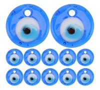 12pcs Blue Evil Eye Glass Beads for DIY Earrings Necklaces | High borosilicate material, flat round shape, pre drilled holes, protective charm for jewellery making