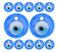 12pcs Blue Glass Evil Eye Charms for Jewelry Making Halloween | High Borosilicate Glass, Flat round Beads with Holes, Blue Finish, Bulk Value for Craft Projects