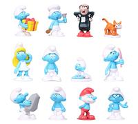 12pcs blue mini figure cake decoration, blue mini doll set, birthday party decoration with mini doll theme decoration, cake decoration little boy model, handicraft decoration