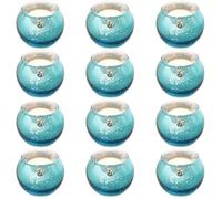 12pcs Blue Spotted Glass Candleholder for Votive and Tealight Candles | Decorative Accent, Colored Glass Design, Bedroom and Home Decor, for Event Planners