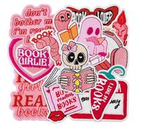 12Pcs Bookish Iron on Patches Pink Cute Book Lover Embroidered Patches Sew Applique Repair Patches Book Club Reading Gifts for Women Girls Bookworm Clothes Backpacks Hats Jackets Jeans DIY Crafts