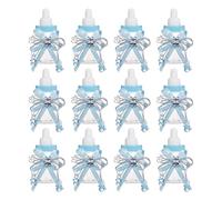 12pcs Bottle Candy Boxes 4x9cm Clear PET PP Party Favor Containers, Hold 4-6 Treats Each, Reusable Mini Bottles For Shower, 1st Birthday, Christening Decorations