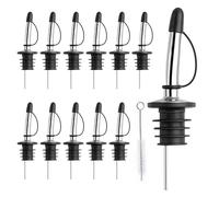 12pcs Bottle Pourers for Spirits,Speed PourersStainless Steel Liquor Pourers,Tapered Olive Oil Pourer Spouts for Vinegar Wine Bottle Spirits Spout Pourer, Home Bar Equipment Accessories,with Brush