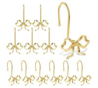 12Pcs Bow Shower Curtain Hooks, Metal Decorative Rings, Rustproof Bow Knot Design Rings for Bathroom Bedroom Living Room Nursery Balcony