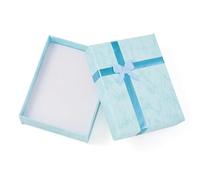 12pcs Bowknot Ribbon Cardboard Jewelry Box 9x7x2.6cm Rectangle Paper Case With Sponge For Necklace Ring Earring Packaging for Birthday Jewellery(Color-05)
