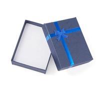 12pcs Bowknot Ribbon Cardboard Jewelry Box 9x7x2.6cm Rectangle Paper Case With Sponge For Necklace Ring Earring Packaging for Birthday Jewellery(Color-01)