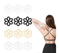 12PCS Bra Strap Clips, Non-Slip Bra Clips for Racer Back, Conceal Straps Holders to Cleavage Control, Adjustable Cross Back Converter Buckles for Tank Tops (Black, Beige, Clear)