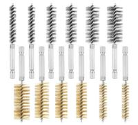 12pcs Brass&Stainless Steel Wire Bore Brushes, Wire Brush for Drill with 1/4 Inch Hex Shank Pipe Cleaning Brush Copper Pipe Cleaner Twisted Wire Brush for Power Drill Impact Drivers Die Grinders