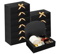12Pcs Bridesmaid Boxes with Lid 10.6x7.9x3.1in Large Black Box with Ribbon for Bridesmaid Proposal Wedding Party Favour Birthday Christmas Packaging