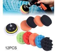 12Pcs Buffing Waxing Polishing Sponge Pads Kit Set For Car Polisher Clean Drill
