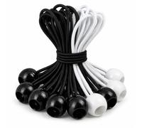 12Pcs Bungee Cord with Balls, Bungee Balls Durable Portable Bungee Cords for Tarpaulin, Tent, Canopy, Banner, Gazebo, Flag Poles, Camping Gear Stretch Tie Down Loops for Outdoor Use, Black,White Mixed