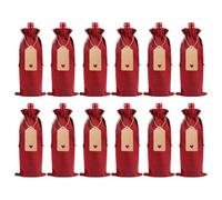 12PCS Burlap Wine Bags with Drawstring Christmas Wine Bottle Covers with Tags Reusable Gift Bags Ideal for Christmas Parties Red Wine Gifts Decorative Purposes
