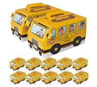 12pcs Bus Shaped Paper Candy Box Back to School Decor for Treats | Yellow Simple Packaging for Chocolates and Cookies, Cute School Parties, Teacher Welcome Gifts