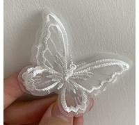 12pcs Butterfly Lace Trim Double Layers Organza Butterfly Embroidered Lace Fabric Embroidery Sewing Lace Handmade DIY Craft Butterfly Decor for Wedding Bride Hair Accessories Dress Curtain(white)