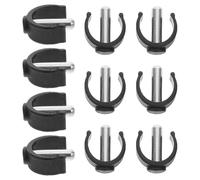 12pcs C Shaped Cane Clip Lock M8x28mm Steel ABS Holder | Black Compact Latch, Indoor Outdoor Use, Easy Install Removal, Universal Fit for Canes and Crutches